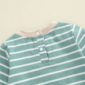 Long Sleeve Striped Puppy Baby Jumpsuit