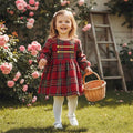 Long Sleeve Christmas Plaid Toddler Dress