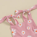 Tie Straps Daisy Flared Toddler Jumpsuit   