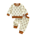 Long Sleeve Horseshoe Waffle Baby Set Beige 3-6 M