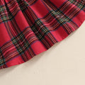 Long Sleeve Plaid Skirt Christmas Toddler Set   