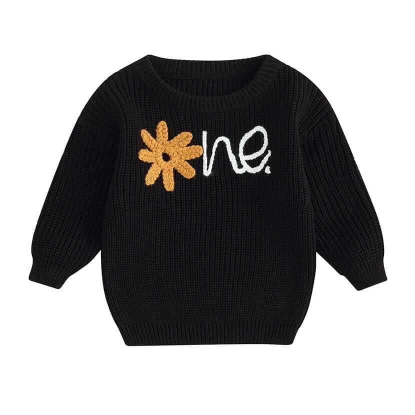 First Bloom Celebration Knitted Baby Sweater Black 6-9 M 