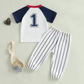 Short Sleeve Rookie Of The Year Pinstripe Baby Set