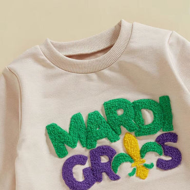 Long Sleeve Mardi Gras Baby Bodysuit