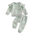 Long Sleeve Daisy Ruffles Baby Set Green 3-6 M 