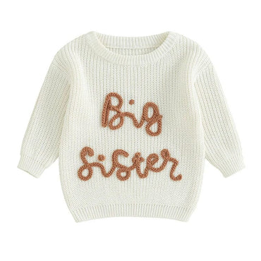 Big Sister Knitted Toddler Sweater White 12-18 M 