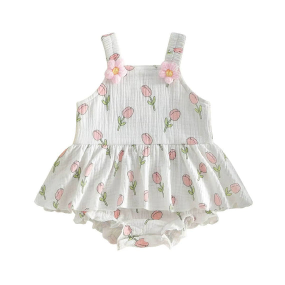 Sleeveless Tulip Baby Romper Rompers The Trendy Toddlers 
