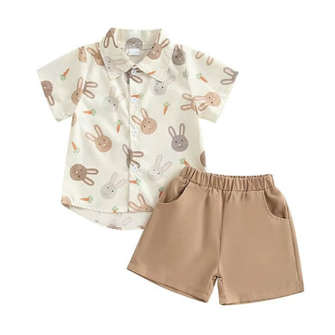 Bunny Shirt Solid Shorts Toddler Set Khaki 12-18 M