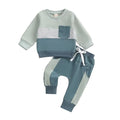 Long Sleeve Color Block Pocket Baby Set Green 3-6 M