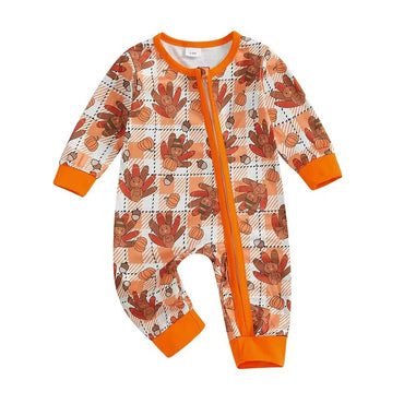 Thanksgiving Checkered Baby Jumpsuit   