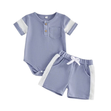 Short Sleeve Waffle Pocket Baby Set