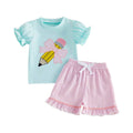 Puff Sleeve Back To School Toddler Set Sets The Trendy Toddlers Blue 12-18 M 