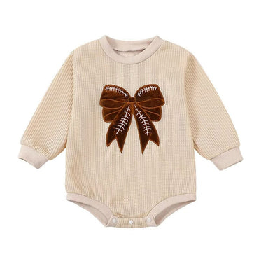 Long Sleeve Football Ribbon Baby Bodysuit   