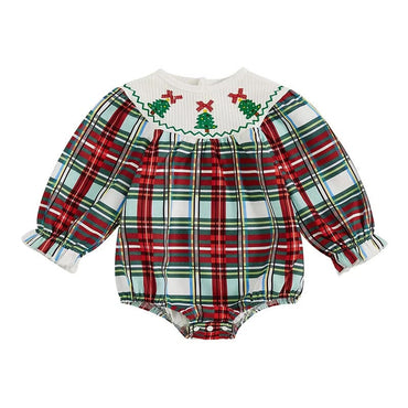 Christmas Vintage Plaid Baby Romper   