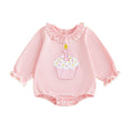 Long Sleeve Birthday Cupcake Baby Bodysuit Pink 9-12 M