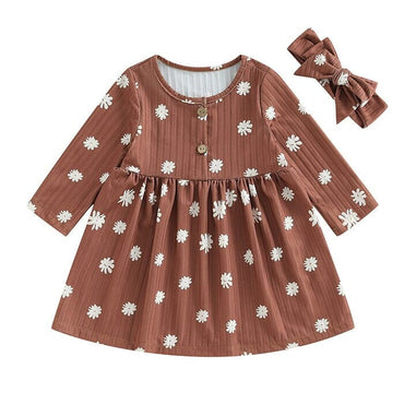 Long Sleeve Floral Toddler Dress Dresses The Trendy Toddlers 