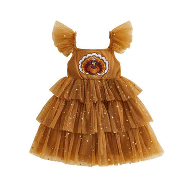 Fly Sleeve Thanksgiving Tulle Toddler Dress Dresses The Trendy Toddlers 