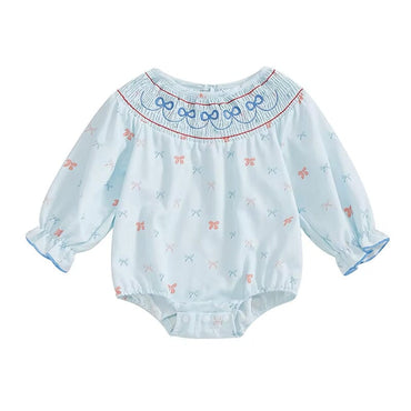 Long Sleeve Blue Baby Romper