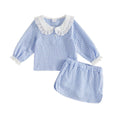 Long Sleeve Lace Collar Skirt Toddler Set