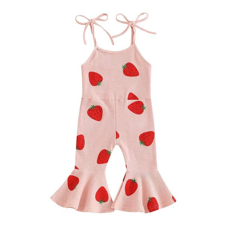 Toddler Girl Strawberry Flared Ribbed Jumpsuit – The Trendy Toddlers