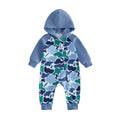 Long Sleeve Hooded Camo Zipped Baby Jumpsuit