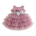 Sparkly Silver Bow Tulle Toddler Dress Pink 2T 