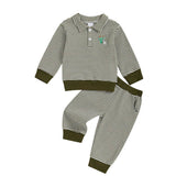 Long Sleeve Striped Collar Duck Baby Set