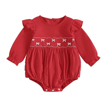 Long Sleeve Collar Valentine's Day Romper Red 0-3 M