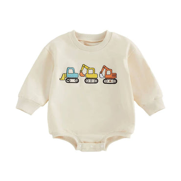 Long Sleeve Excavator Baby Romper