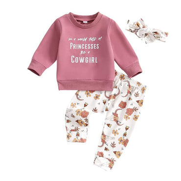 Long Sleeve Princess Cowgirl Baby Set   