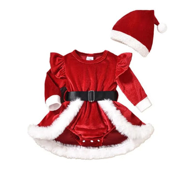 Long Sleeve Velvet Christmas Baby Costume   