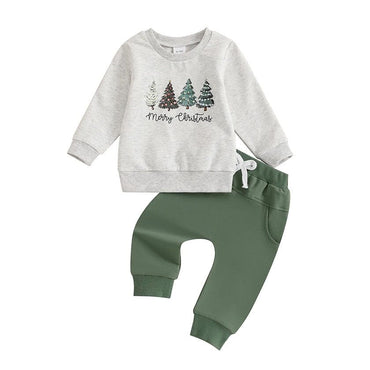 Long Sleeve Merry Christmas Baby Set   