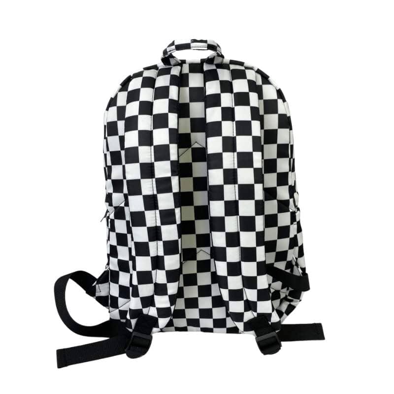 Full Size Black & White Checkered Backpack