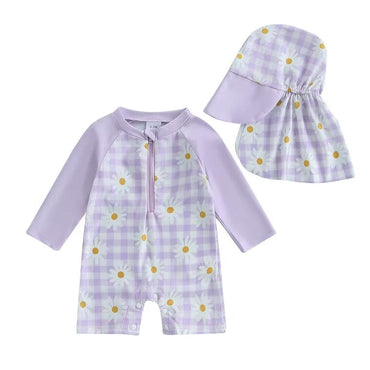 Long Sleeve Toddler Swimsuit Purple 0-3 M