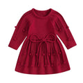 Long Sleeve Knit Christmas Toddler Dress   