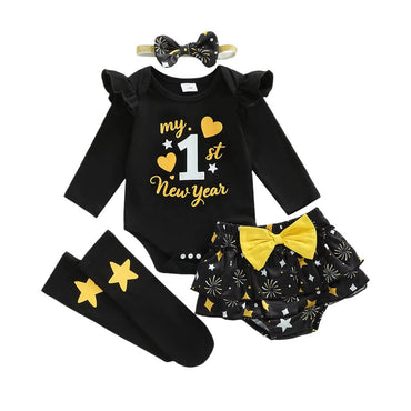 Long Sleeve My First New Year Ruffled Baby Set