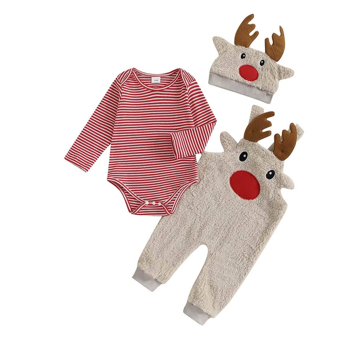 Unisex Baby Long Sleeve Christmas Striped Reindeer Plush Costume The unisex-baby-long-sleeve-christmas-striped-reindeer-plush-costume-the