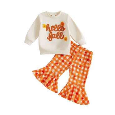 Long Sleeve Hello Fall Flared Toddler Set Sets The Trendy Toddlers 