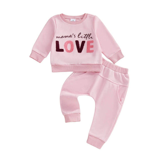 Long Sleeve Mama's Little Love Pink Toddler Set