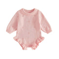 Long Sleeve Solid Knit Baby Romper Rompers The Trendy Toddlers Pink 0-3 M 