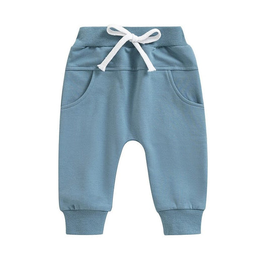 Solid Pockets Baby Pants Pants The Trendy Toddlers Blue 9-12 M 