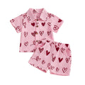 Short Sleeve Pink Valentine’s Day Baby Set