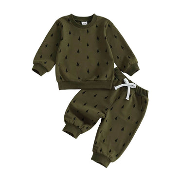 Long Sleeve Green Christmas Tree Toddler Set