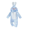 Long Sleeve Zipper Hooded Bunny Baby Jumpsuit Blue 0-3 M