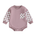 Checkered Pocket Baby Bodysuit Purple 0-3 M 