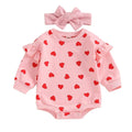 Long Sleeve Pink Hearts Baby Bodysuit   