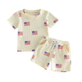Short Sleeve American Flag Waffle Toddler Set