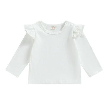 Long Sleeve Ruffled Toddler Top White 9-12 M 
