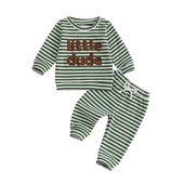 Long Sleeve Little Dude Striped Baby Set Green 3-6 M