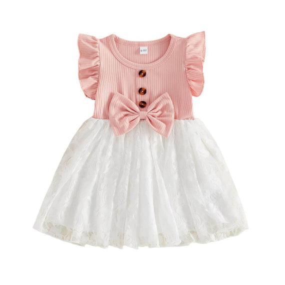 Ruffle Sleeve Bow Lace Toddler Dress